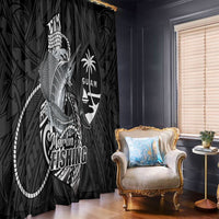 Guam Blue Marlin Fishing Window Curtain Guahan Fish Hook Tattoo Black Version LT14 - Polynesian Pride