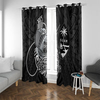 Guam Blue Marlin Fishing Window Curtain Guahan Fish Hook Tattoo Black Version LT14 With Grommets Black - Polynesian Pride