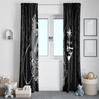 Guam Blue Marlin Fishing Window Curtain Guahan Fish Hook Tattoo Black Version LT14 - Polynesian Pride