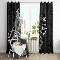 Guam Blue Marlin Fishing Window Curtain Guahan Fish Hook Tattoo Black Version LT14 - Polynesian Pride