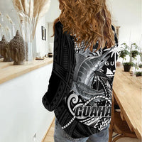 Guam Blue Marlin Fishing Women Casual Shirt Guahan Fish Hook Tattoo Black Version LT14 - Polynesian Pride