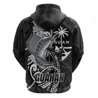 Guam Blue Marlin Fishing Zip Hoodie Guahan Fish Hook Tattoo Black Version LT14 - Polynesian Pride