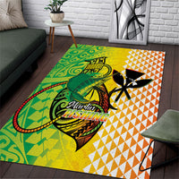 Hawaii Blue Marlin Fishing Area Rug Hawaiian Kanaka Kakau Reggae