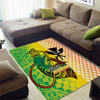 Hawaii Blue Marlin Fishing Area Rug Hawaiian Kanaka Kakau Reggae