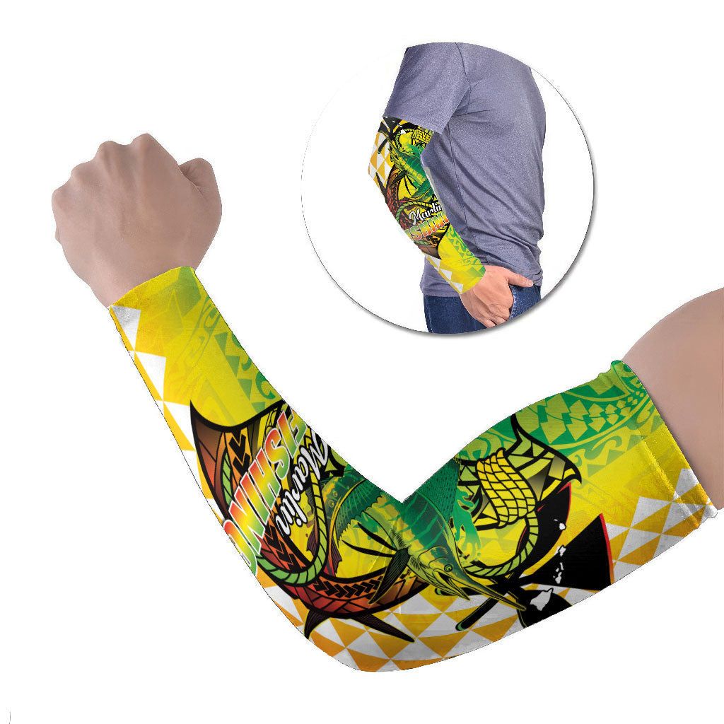 Hawaii Blue Marlin Fishing Arm Sleeves Hawaiian Kanaka Kakau Reggae LT14 Set of 2 Reggae - Polynesian Pride