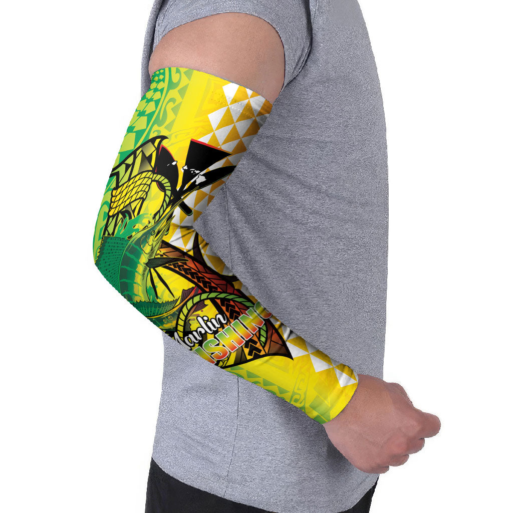 Hawaii Blue Marlin Fishing Arm Sleeves Hawaiian Kanaka Kakau Reggae LT14 - Polynesian Pride