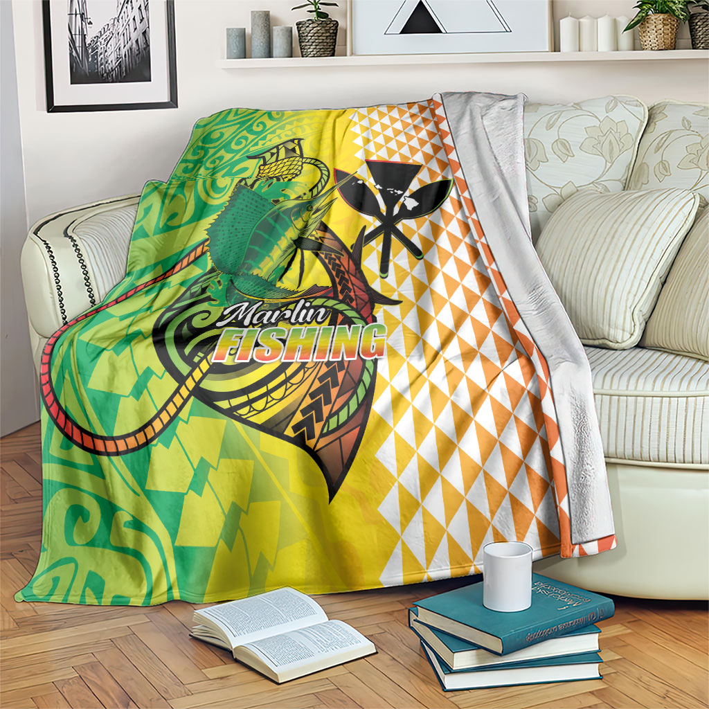 Hawaii Blue Marlin Fishing Blanket Hawaiian Kanaka Kakau Reggae LT14 Reggae - Polynesian Pride