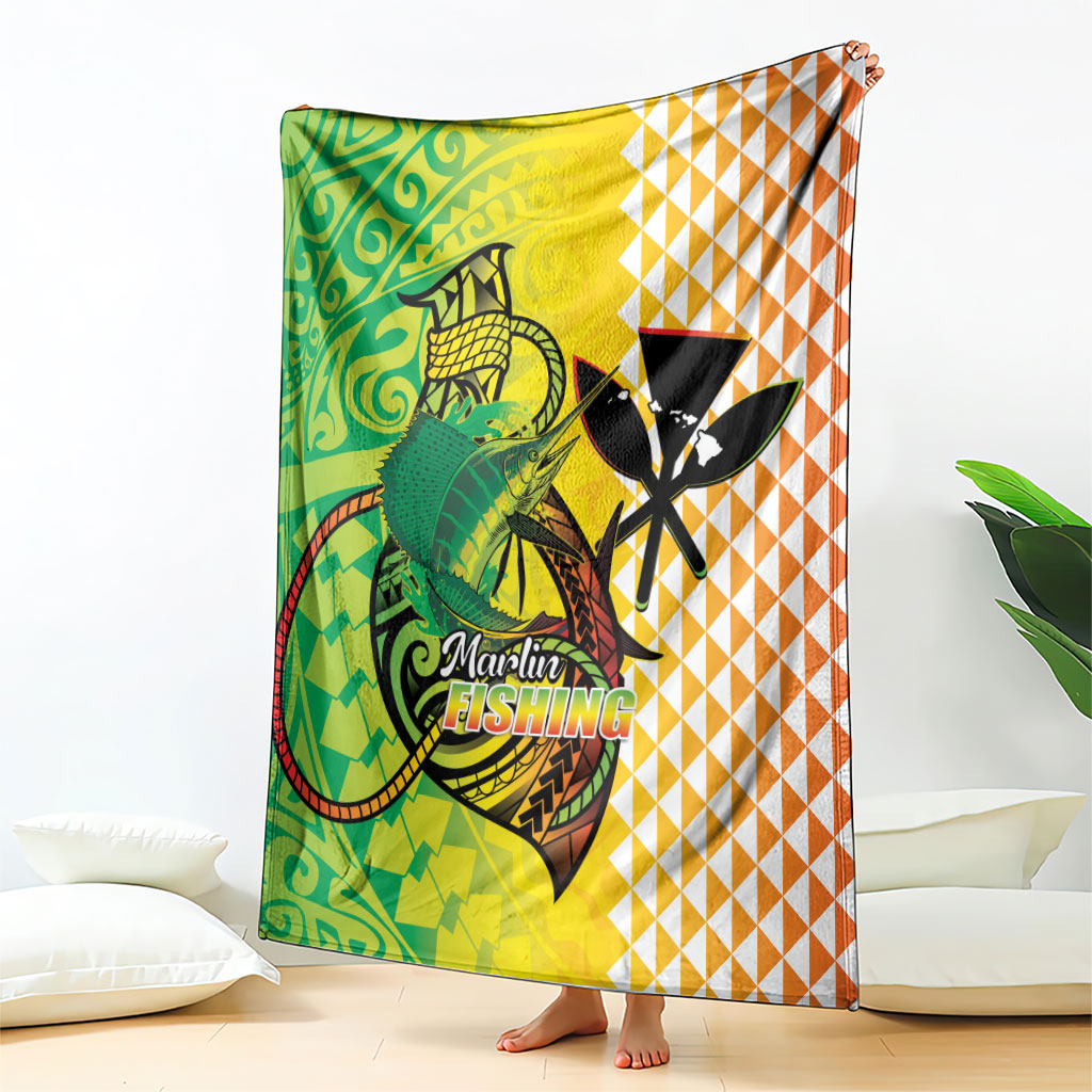 Hawaii Blue Marlin Fishing Blanket Hawaiian Kanaka Kakau Reggae LT14 - Polynesian Pride
