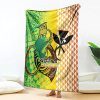 Hawaii Blue Marlin Fishing Blanket Hawaiian Kanaka Kakau Reggae LT14 - Polynesian Pride