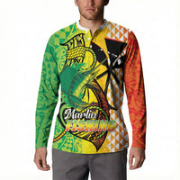 Hawaii Blue Marlin Fishing Button Sweatshirt Hawaiian Kanaka Kakau Reggae LT14 - Polynesian Pride