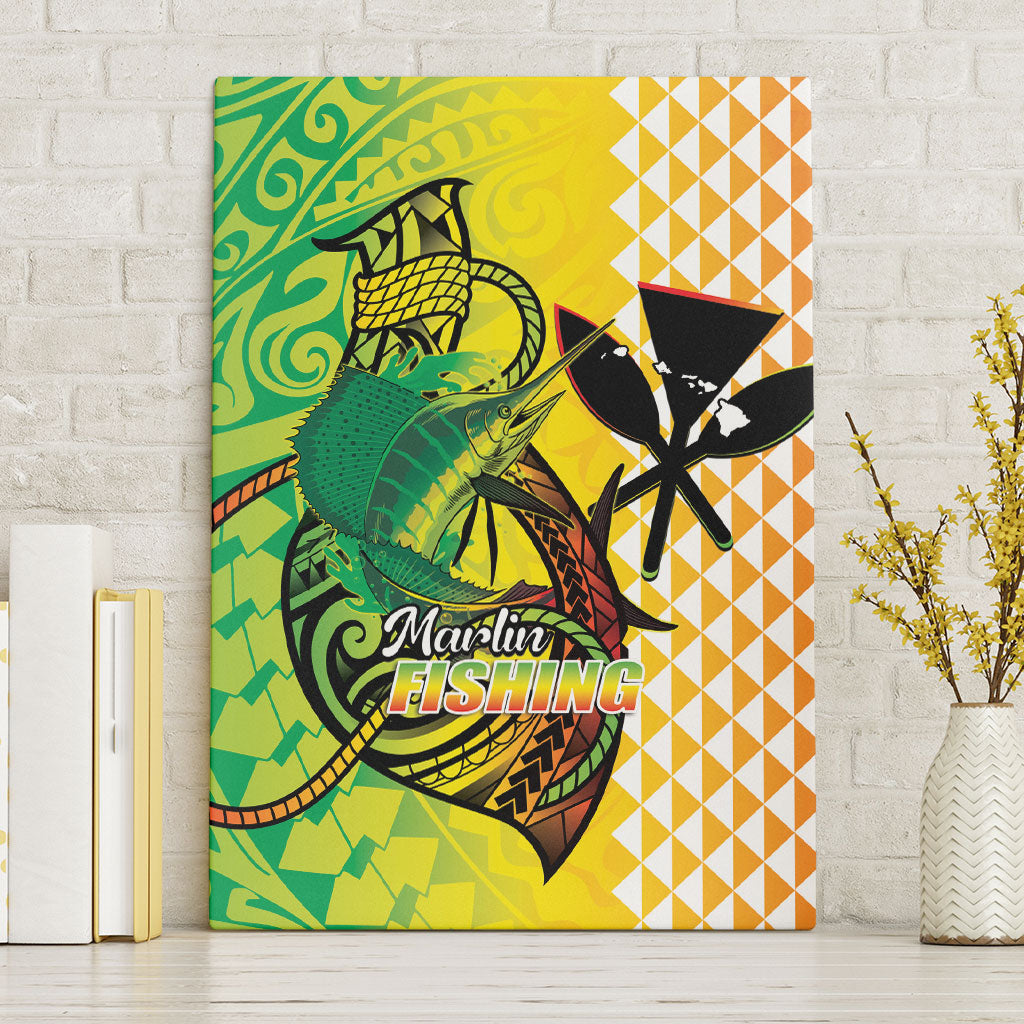 Hawaii Blue Marlin Fishing Canvas Wall Art Hawaiian Kanaka Kakau Reggae LT14 Without Frame Reggae - Polynesian Pride