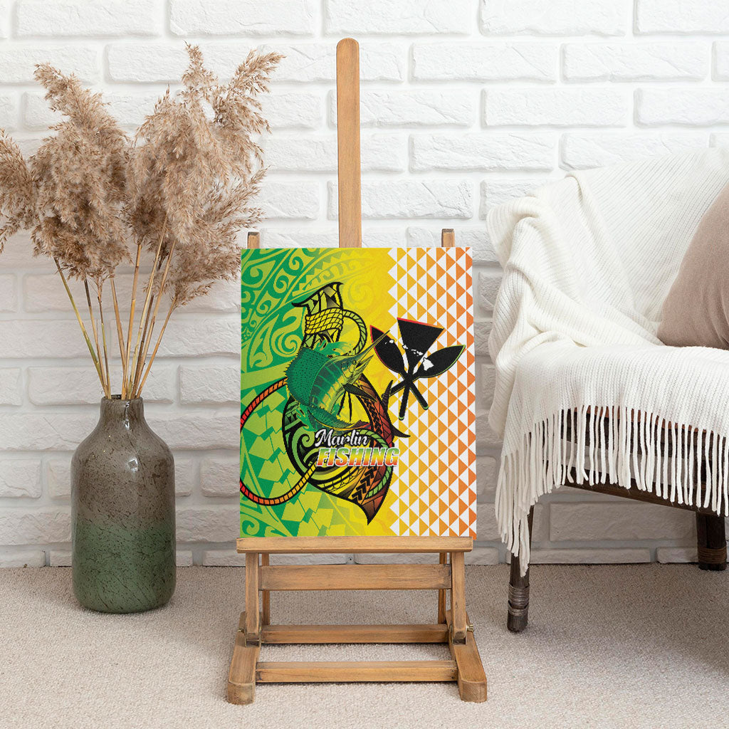 Hawaii Blue Marlin Fishing Canvas Wall Art Hawaiian Kanaka Kakau Reggae LT14 - Polynesian Pride
