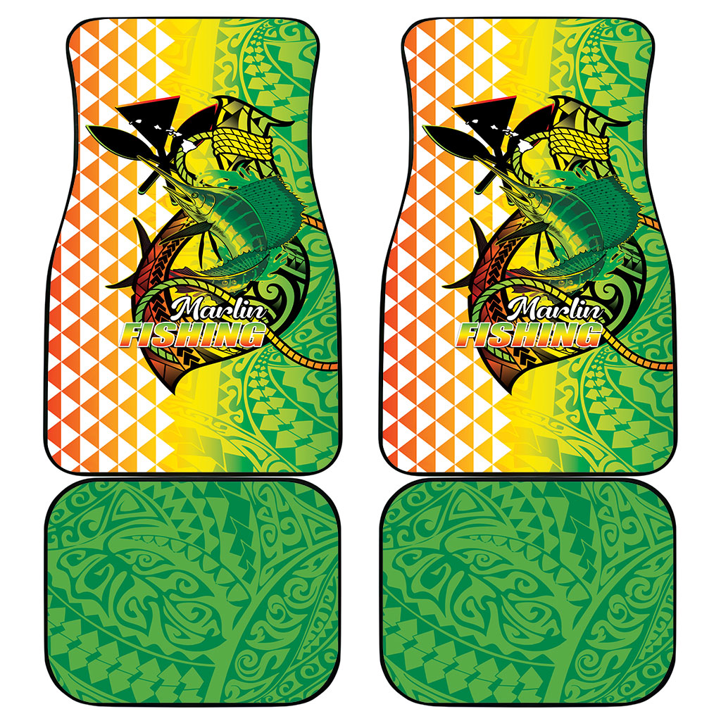 Hawaii Blue Marlin Fishing Car Mats Hawaiian Kanaka Kakau Reggae LT14 - Polynesian Pride