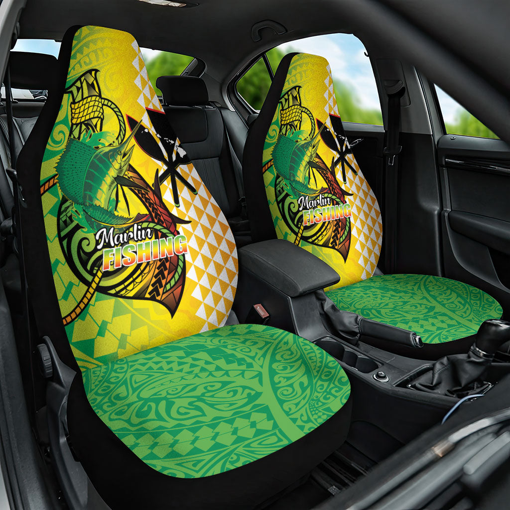 Hawaii Blue Marlin Fishing Car Seat Cover Hawaiian Kanaka Kakau Reggae LT14 One Size Reggae - Polynesian Pride
