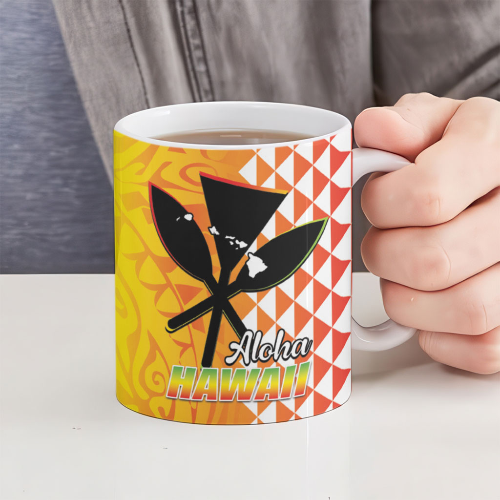 Hawaii Blue Marlin Fishing Ceramic Mug Hawaiian Kanaka Kakau Reggae