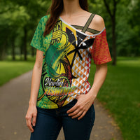 Hawaii Blue Marlin Fishing Cross Shoulder Shirt Hawaiian Kanaka Kakau Reggae LT14 - Polynesian Pride