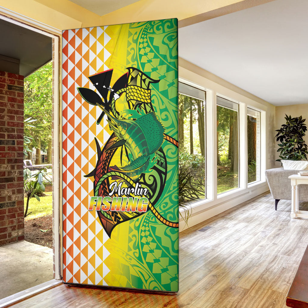 Hawaii Blue Marlin Fishing Door Cover Hawaiian Kanaka Kakau Reggae LT14 - Polynesian Pride