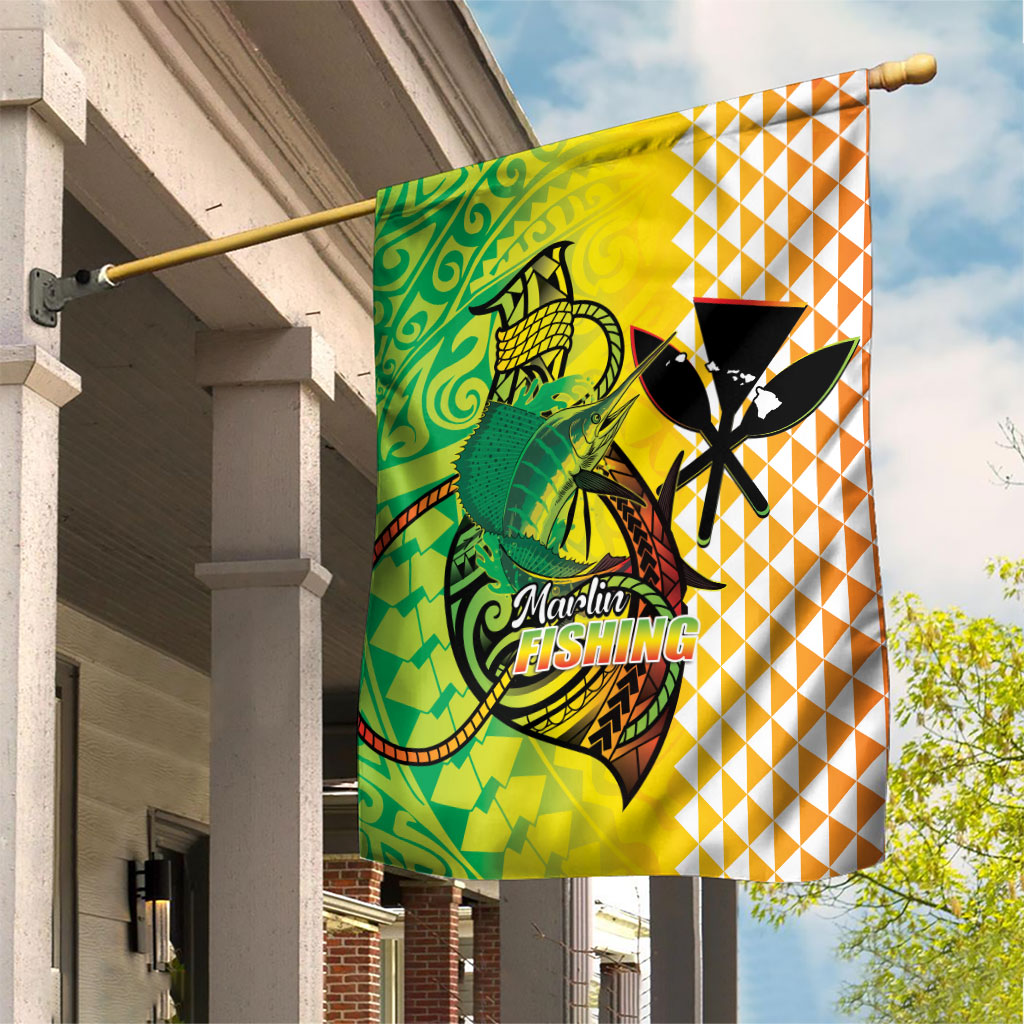 Hawaii Blue Marlin Fishing Garden Flag Hawaiian Kanaka Kakau Reggae