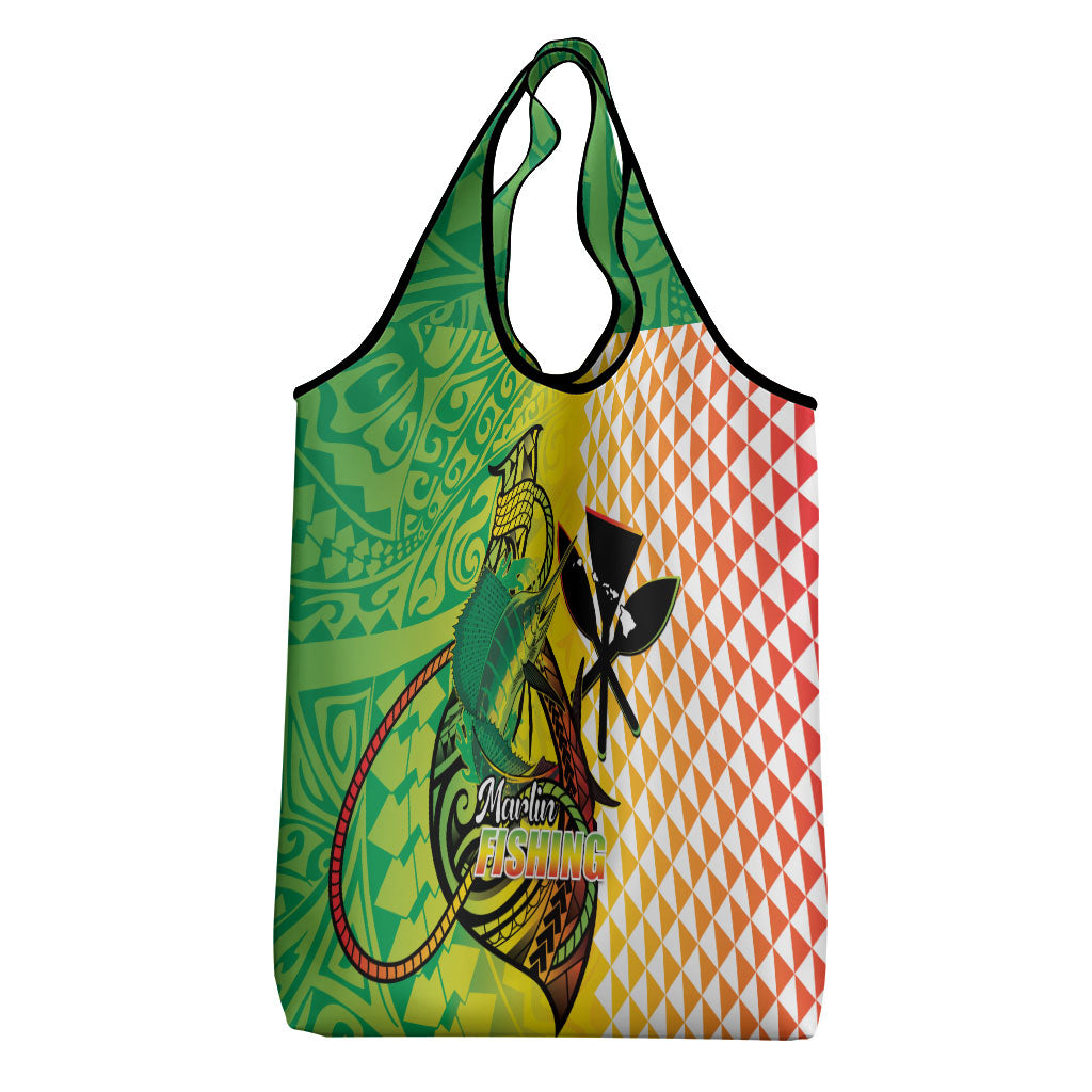 Hawaii Blue Marlin Fishing Grocery Bag Hawaiian Kanaka Kakau Reggae LT14 - Polynesian Pride