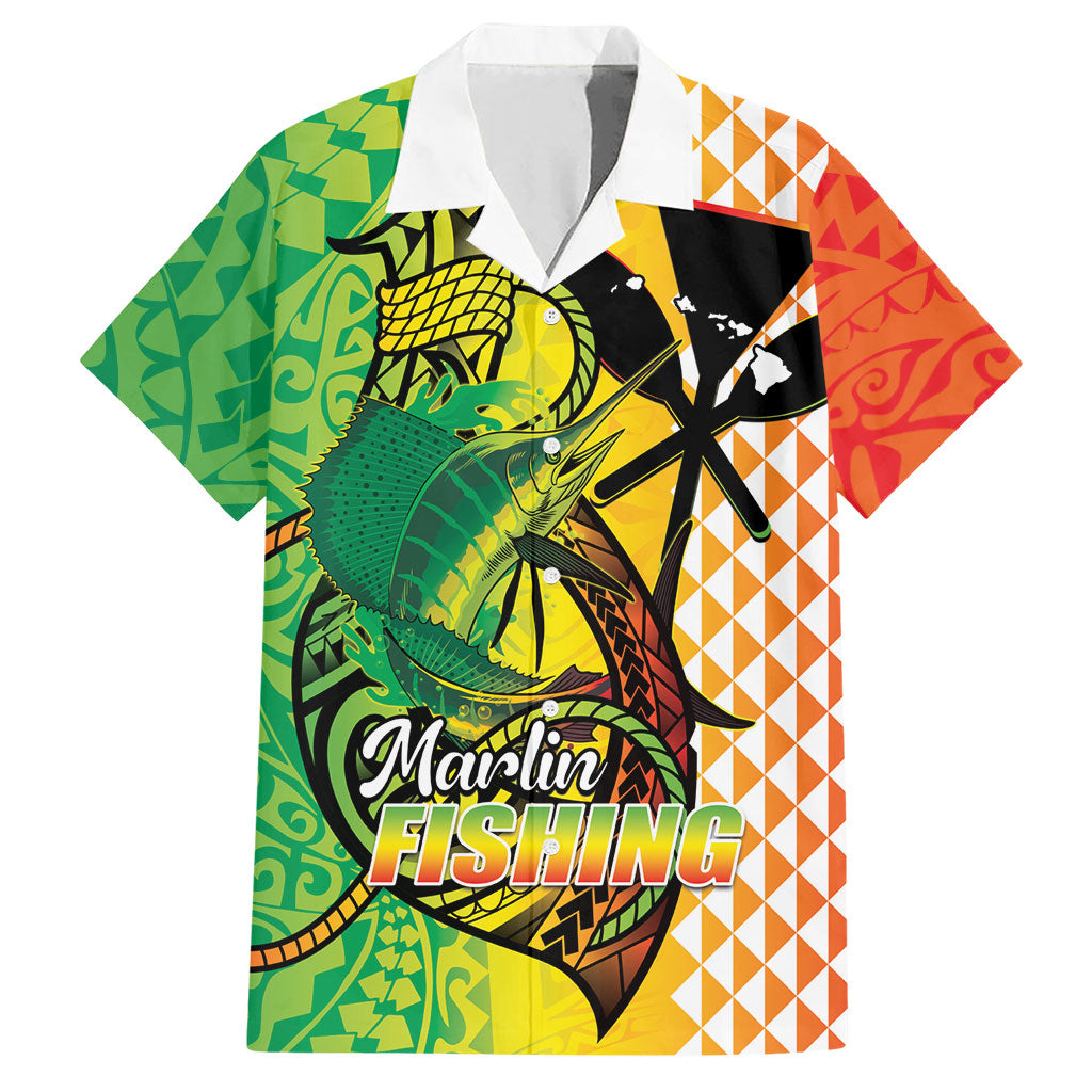 Hawaii Blue Marlin Fishing Hawaiian Shirt Hawaiian Kanaka Kakau Reggae