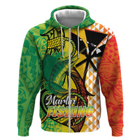 Hawaii Blue Marlin Fishing Hoodie Hawaiian Kanaka Kakau Reggae LT14 Zip Hoodie Reggae - Polynesian Pride
