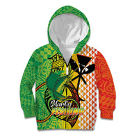 Hawaii Blue Marlin Fishing Kid Hoodie Hawaiian Kanaka Kakau Reggae LT14 Zip Hoodie Reggae - Polynesian Pride