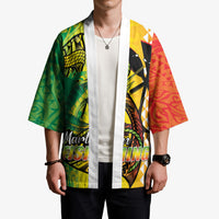 Hawaii Blue Marlin Fishing Kimono Hawaiian Kanaka Kakau Reggae LT14 - Polynesian Pride