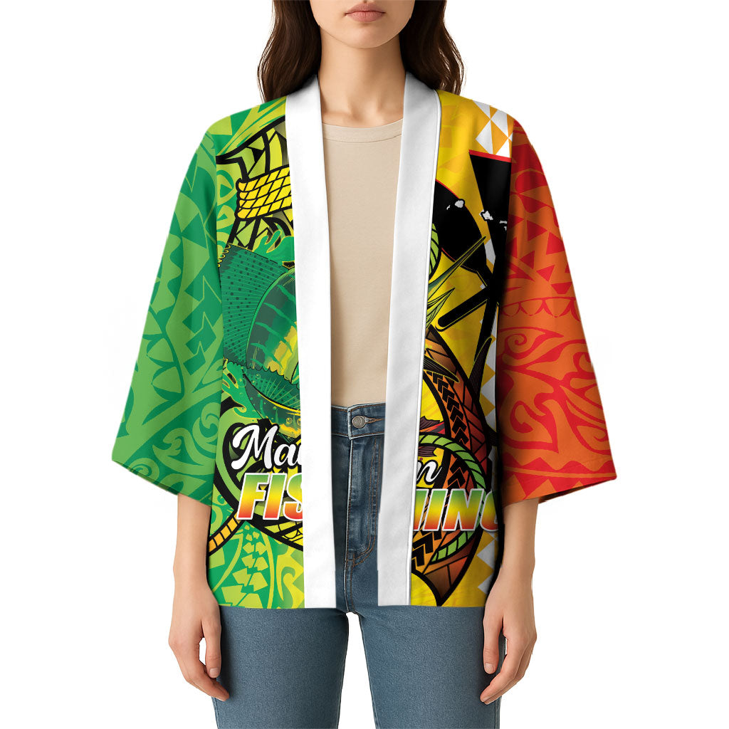 Hawaii Blue Marlin Fishing Kimono Hawaiian Kanaka Kakau Reggae LT14 - Polynesian Pride