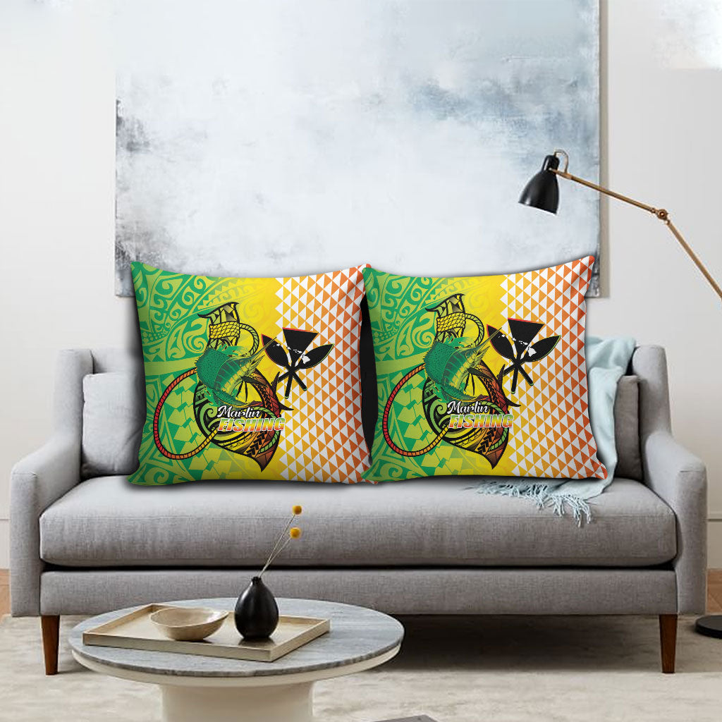 Hawaii Blue Marlin Fishing Pillow Cover Hawaiian Kanaka Kakau Reggae LT14 - Polynesian Pride