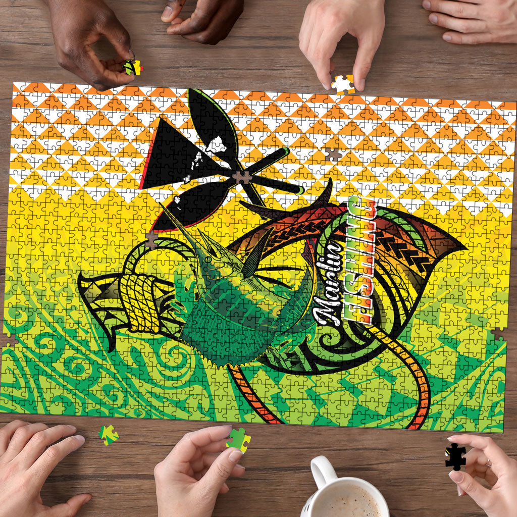 Hawaii Blue Marlin Fishing Puzzle Hawaiian Kanaka Kakau Reggae