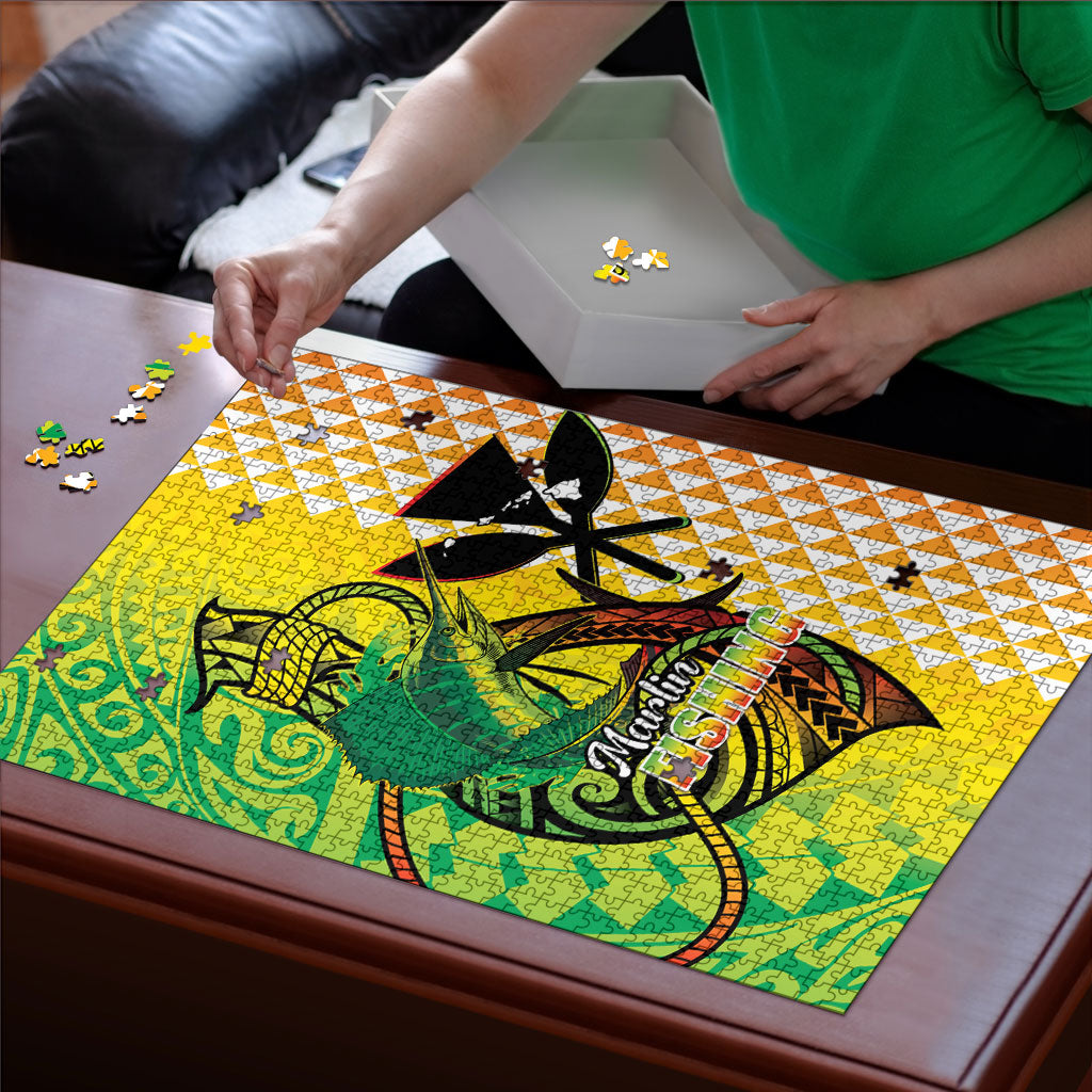 Hawaii Blue Marlin Fishing Puzzle Hawaiian Kanaka Kakau Reggae