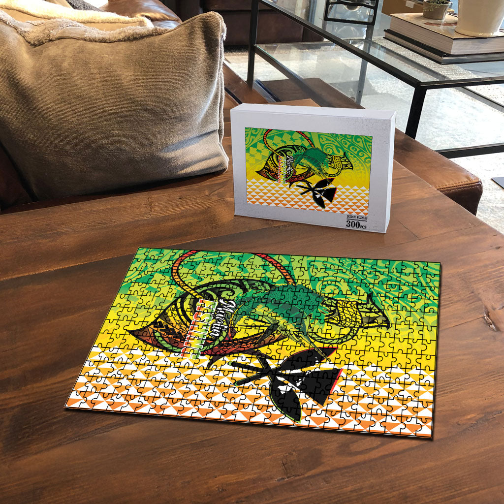 Hawaii Blue Marlin Fishing Puzzle Hawaiian Kanaka Kakau Reggae