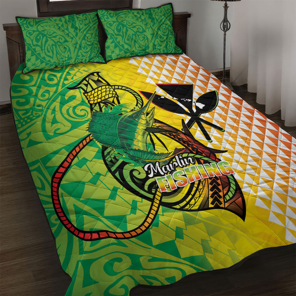 Hawaii Blue Marlin Fishing Quilt Bed Set Hawaiian Kanaka Kakau Reggae LT14 Reggae - Polynesian Pride