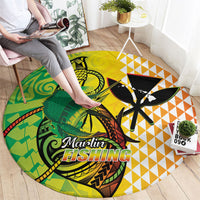 Hawaii Blue Marlin Fishing Round Carpet Hawaiian Kanaka Kakau Reggae LT14 - Polynesian Pride