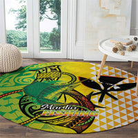 Hawaii Blue Marlin Fishing Round Carpet Hawaiian Kanaka Kakau Reggae LT14 - Polynesian Pride