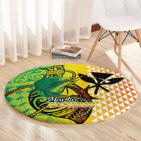 Hawaii Blue Marlin Fishing Round Carpet Hawaiian Kanaka Kakau Reggae LT14 - Polynesian Pride