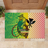 Hawaii Blue Marlin Fishing Rubber Doormat Hawaiian Kanaka Kakau Reggae LT14 Reggae - Polynesian Pride