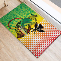 Hawaii Blue Marlin Fishing Rubber Doormat Hawaiian Kanaka Kakau Reggae LT14 - Polynesian Pride