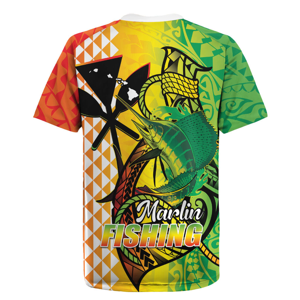 Hawaii Blue Marlin Fishing Rugby Jersey Hawaiian Kanaka Kakau Reggae LT14 - Polynesian Pride