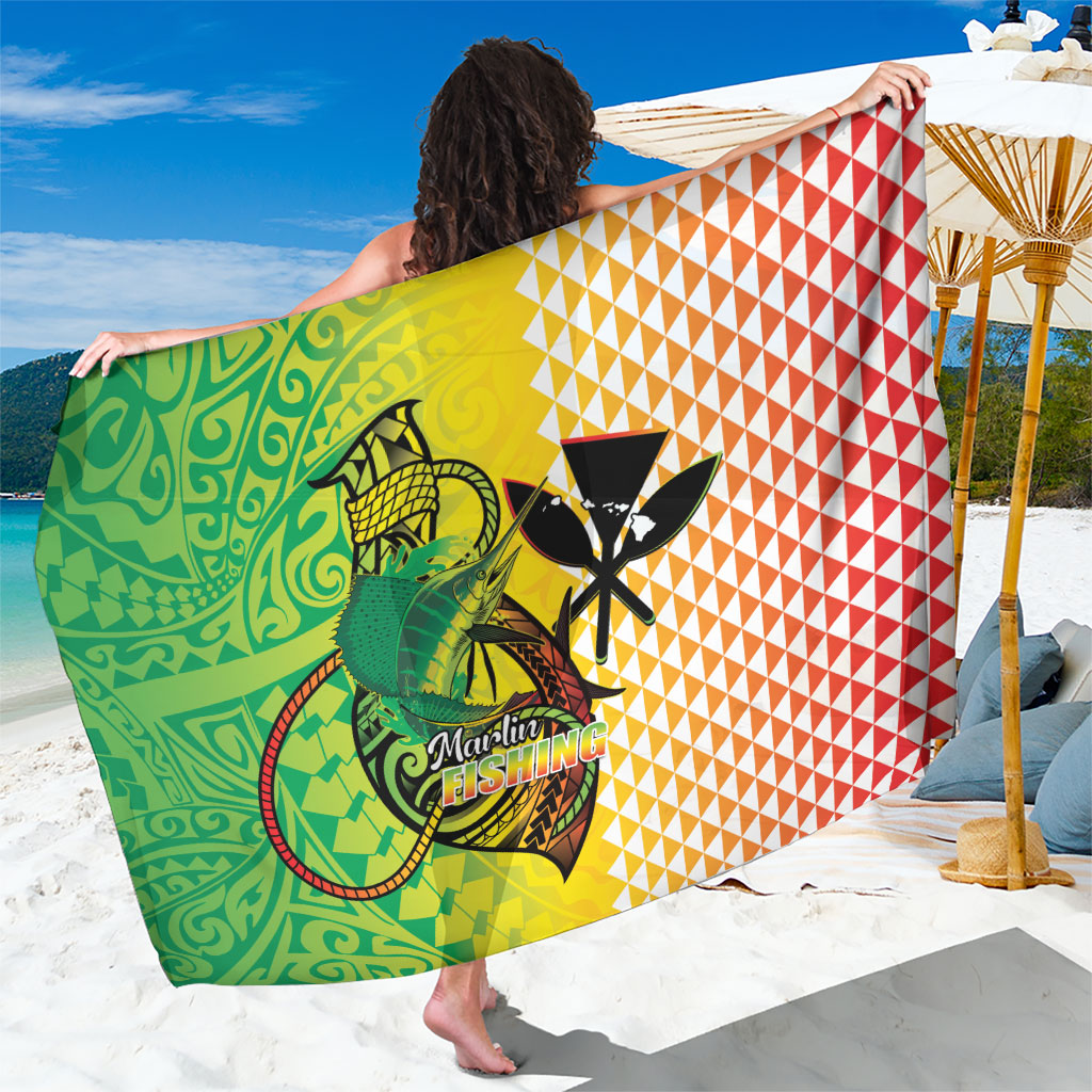 Hawaii Blue Marlin Fishing Sarong Hawaiian Kanaka Kakau Reggae LT14 One Size 44 x 66 inches Reggae - Polynesian Pride