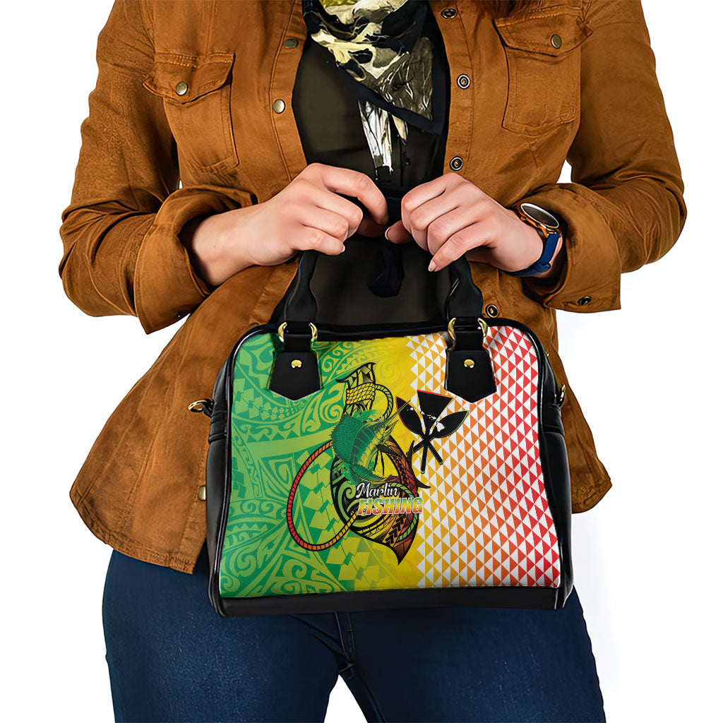 Hawaii Blue Marlin Fishing Shoulder Handbag Hawaiian Kanaka Kakau Reggae LT14 - Polynesian Pride