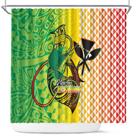 Hawaii Blue Marlin Fishing Shower Curtain Hawaiian Kanaka Kakau Reggae LT14 Reggae - Polynesian Pride