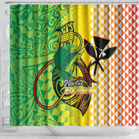 Hawaii Blue Marlin Fishing Shower Curtain Hawaiian Kanaka Kakau Reggae LT14 - Polynesian Pride