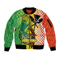 Hawaii Blue Marlin Fishing Sleeve Zip Bomber Jacket Hawaiian Kanaka Kakau Reggae LT14 Unisex Reggae - Polynesian Pride