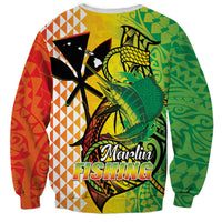 Hawaii Blue Marlin Fishing Sweatshirt Hawaiian Kanaka Kakau Reggae LT14 - Polynesian Pride