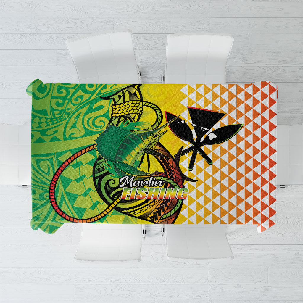 Hawaii Blue Marlin Fishing Tablecloth Hawaiian Kanaka Kakau Reggae LT14 Reggae - Polynesian Pride