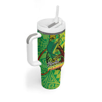 Hawaii Blue Marlin Fishing Tumbler With Handle Hawaiian Kanaka Kakau Reggae LT14 - Polynesian Pride