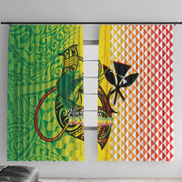 Hawaii Blue Marlin Fishing Window Curtain Hawaiian Kanaka Kakau Reggae LT14 With Hooks Reggae - Polynesian Pride