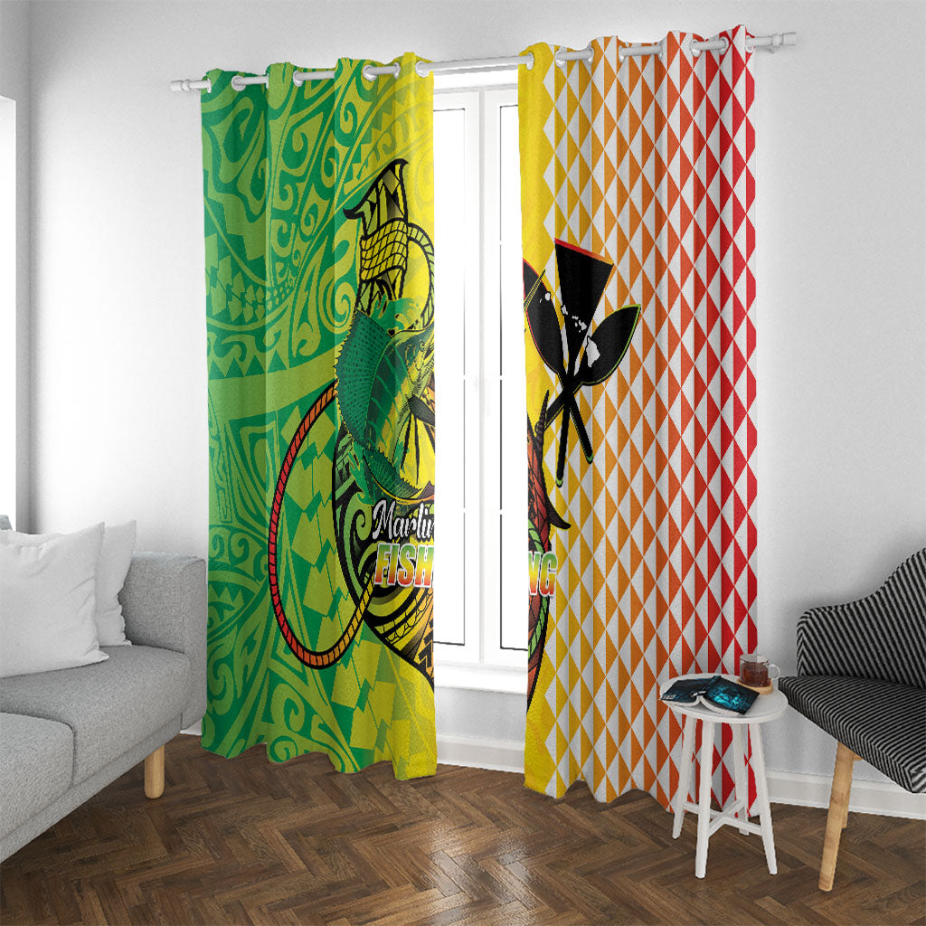 Hawaii Blue Marlin Fishing Window Curtain Hawaiian Kanaka Kakau Reggae LT14 With Grommets Reggae - Polynesian Pride