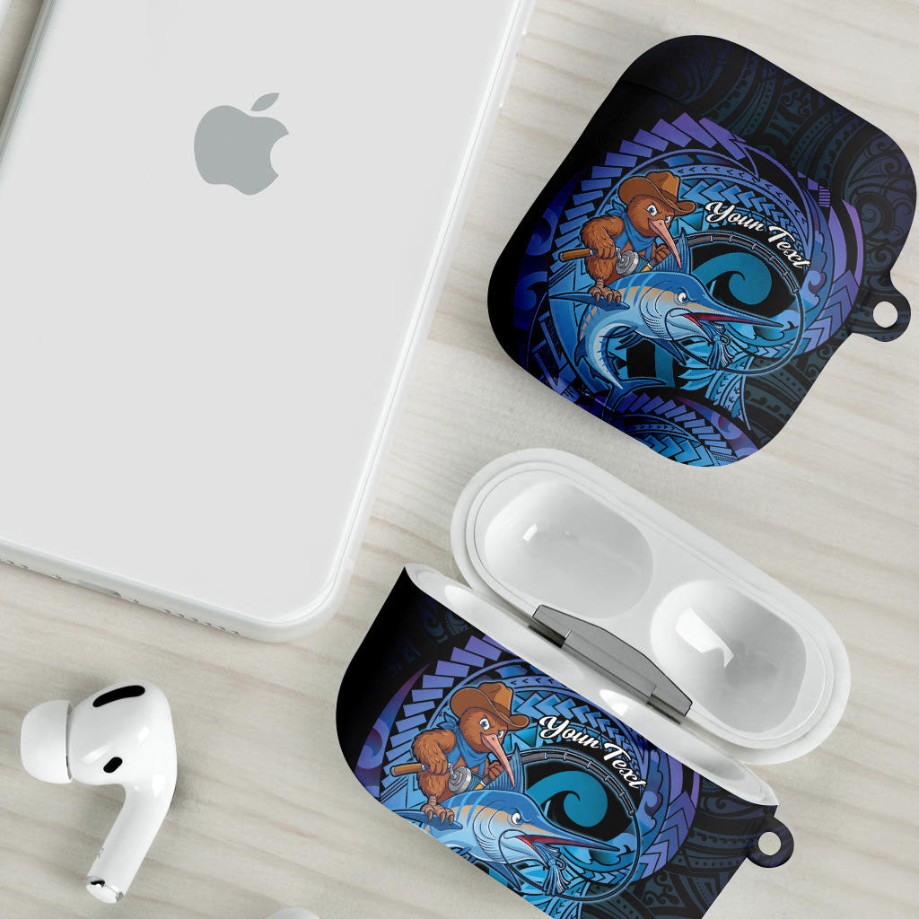 Personalised Blue Marlin Fishing New Zealand AirPods Case NZ Kiwi Cowboy Born To Fish